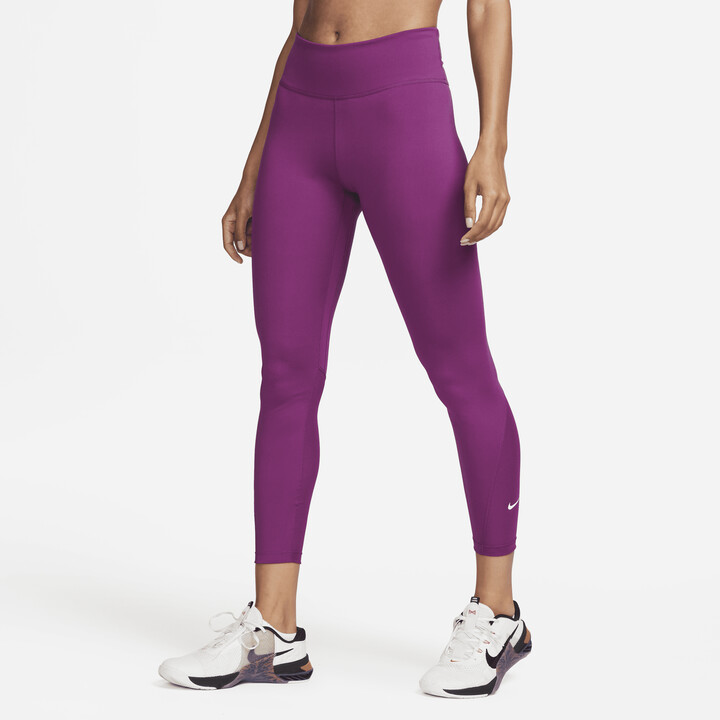 Nike Women's One Mid-Rise 7/8 Mesh-Paneled Leggings in Purple - ShopStyle  Activewear Pants