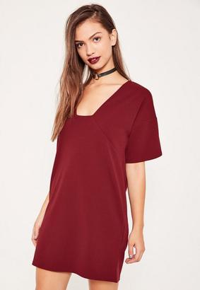 Missguided Burgundy Square Neck A Line Dress
