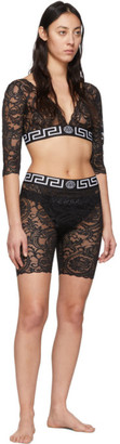 Versace Underwear Black Lace Three-Quarter Sleeve Medusa Bra