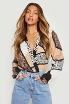 Thumbnail for your product : boohoo Animal Print Wrap one piece