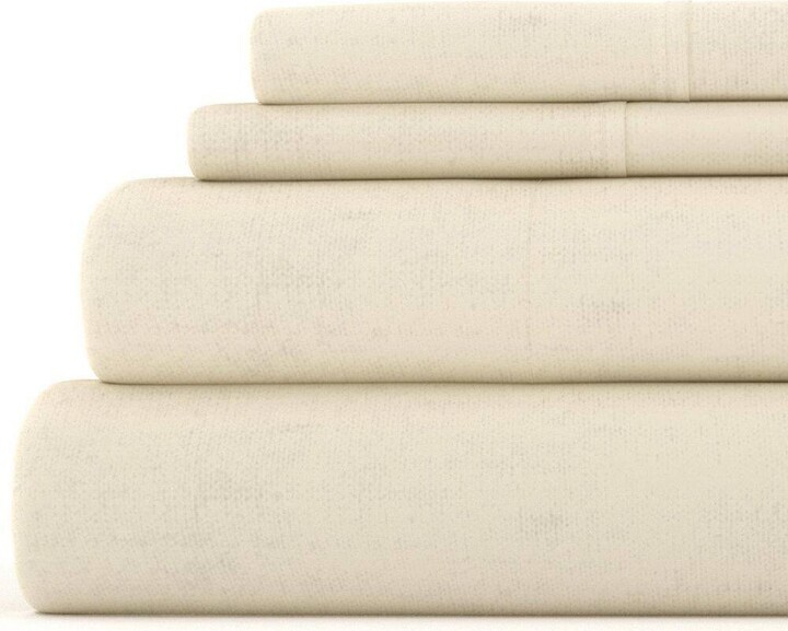 Becky Cameron Premium 4-Piece Ivory Ultra Soft Flannel King Sheet Set