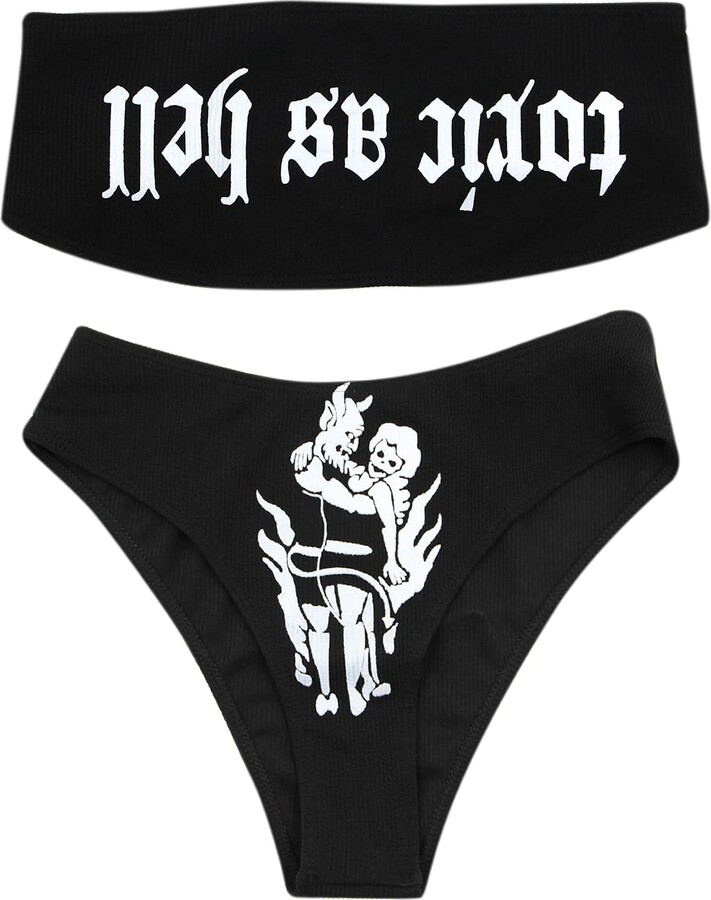 JUMISEE Women Gothic Bikini Set Swimsuit Sexy 2 Piece Backless Bathing