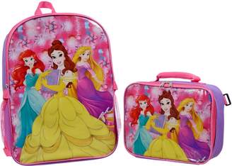 Disney Princess Excellent Designed Girls Backpack with Detachable Insulated Lunch Kit 15 Inch