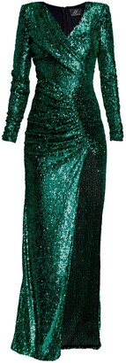 emerald green sequin gown