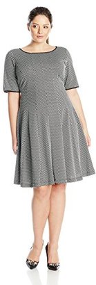 Julian Taylor Women's Plus-Size Elbow Sleeve Fit and Flare Printed Dress