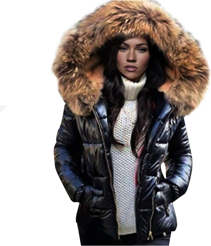 Women's down coat with real fur hood Clearance