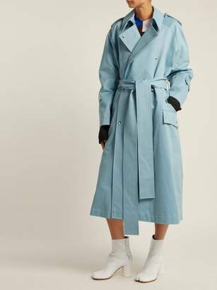 Acne Studios Double Breasted Cotton Trench Coat - Womens - Blue