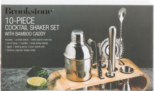 TJMAXX 10Pc Cocktail Shaker Set With Wood Holder For Men