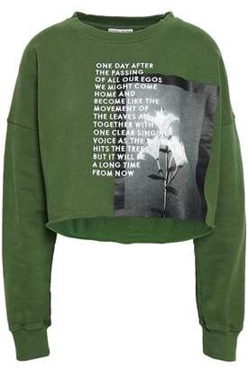 Each X Other Cropped Embroidered Printed French Cotton-terry Sweatshirt