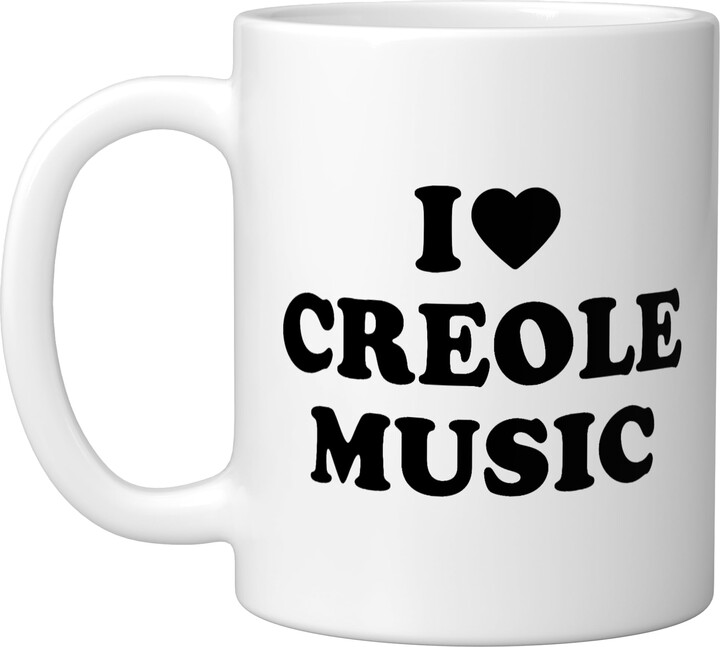 I Love Creole Music, I Heart Creole Music Ceramic Mug, White