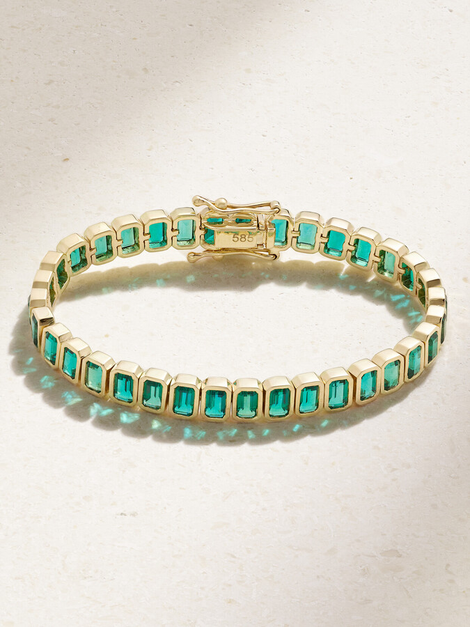 42 SUNS 14karat Gold Laboratorygrown Emerald Bracelet Green