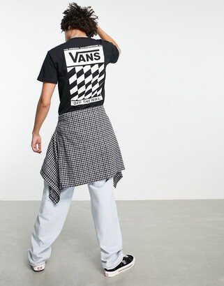 Vans Off The Wall Slanted Checker back print t-shirt in black - ShopStyle