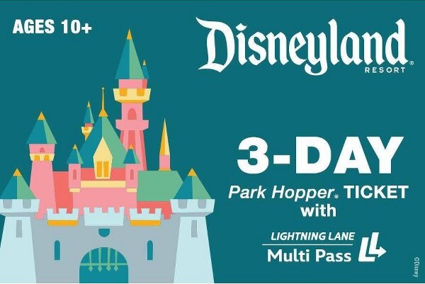 Disneyland 3-Day Park Hopper Ticket with Lightning Lane Multi Pass $601 (Ages 10+)