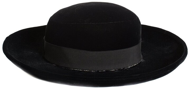 Chanel Runway Black Velvet Wide Brim Hat, Size 57, Nwt (Authentic