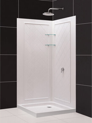 DreamLine Flex Backwalls 32" W x 32" D x 76.75" H Square Pivot Shower Enclosure with Base Included