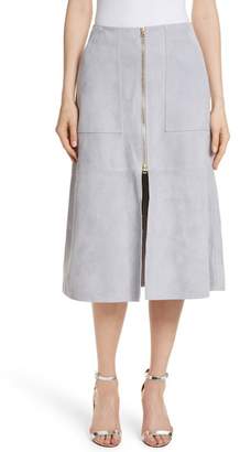 Diane von Furstenberg Patch Pocket Suede Midi Skirt