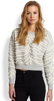 Thumbnail for your product : Rebecca Taylor Zebra-Striped Textured Sweater