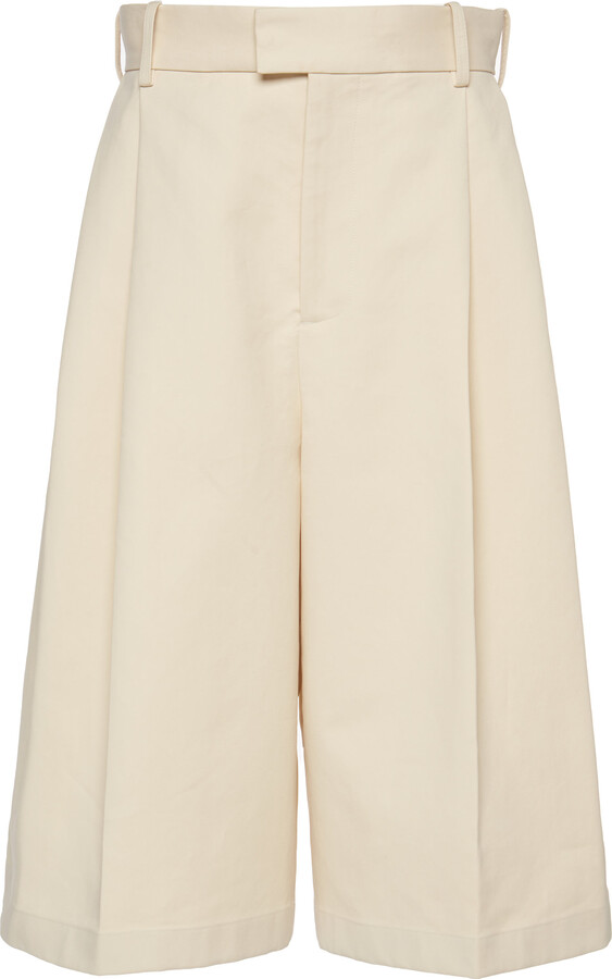 Bottega Veneta Pleated Cotton Shorts - ShopStyle