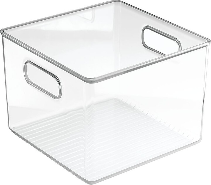 InterDesign Plastic Storage Bin Set, 8"x 8"x 4", Clear, 4/Pack (71230M4)