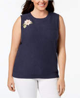 Thumbnail for your product : 525 America Plus Size Cotton Embellished Sleeveless Sweater, Created for Macy's