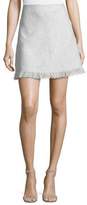 Thumbnail for your product : Rebecca Taylor Fringe-Hem A-Line Suiting Skirt, Gray Multicolor