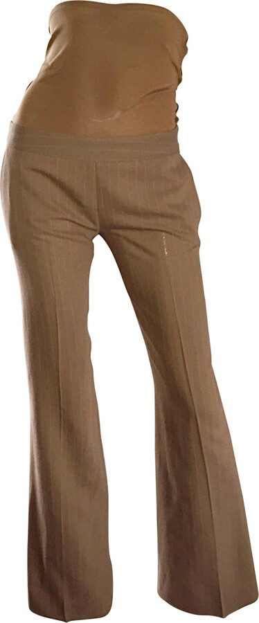 Dirk Bikkembergs Rare Ultra High Waisted Corset Brown Pinstripe Flare Leg Pants