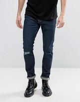 Thumbnail for your product : AllSaints Keiko Cigarette Jeans In Indigo Blue With Knee Rips