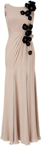 Thumbnail for your product : Jenny Packham Sandstone Floral Applique Silk Gown