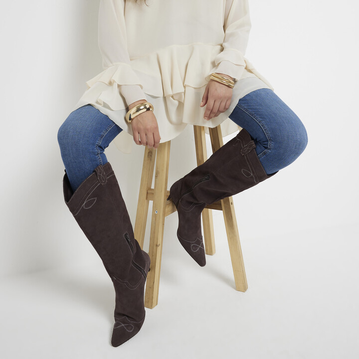 Western Boots Brown Boots River Island River Island Womens Brown - Main Image