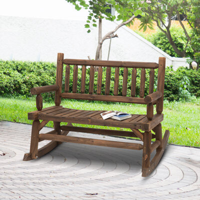2-Person Wood Rocking Chair Bench