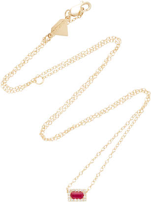 Alison Lou 14K Gold Ruby Diamond Necklace