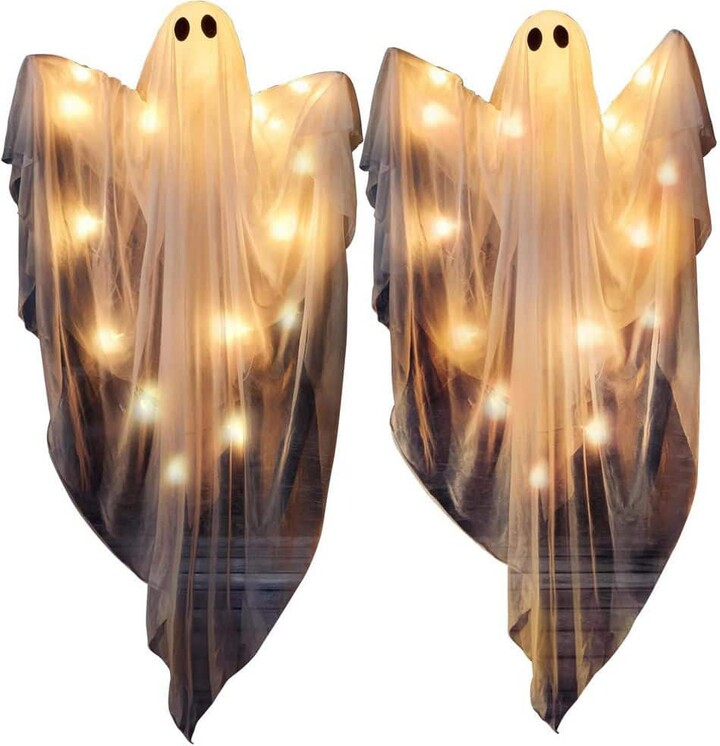 Joyfy 3 Ft. 2Pcs LED Hanging Ghost Halloween Yard Decoration
