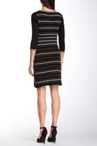 Thumbnail for your product : Taylor 3/4 Sleeve Ruched Stripe Dress