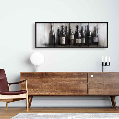 Begin Edition International Inc. Modern Brown Kitchen Canvas - Bottles of Wine on Wood Decor