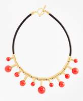 Thumbnail for your product : Brooks Brothers Gold-Plated Coral Sphere-Drop Leather Necklace