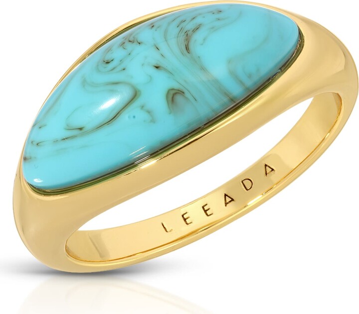 Leeada Jewelry Gold / Blue Etienne Dome Ring - Turquoise