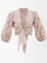 Thumbnail for your product : Loup Charmant Carta Knotted Floral-print Cotton-poplin Top - Multi