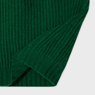 Paul Smith Men's Green Lambswool Ribbed Sweater