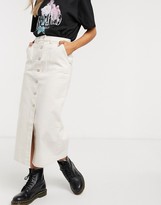 Thumbnail for your product : Reclaimed Vintage inspired denim midi mom skirt in ecru wash