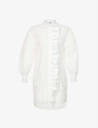 MSGM Ruffle-trim cotton-poplin shirt dress