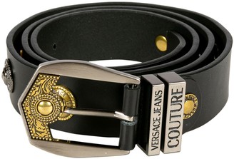Mens Belts Versace Jeans Couture Belts for Men Gold Versace Jeans Couture Garland Leather Belt in Black Black 