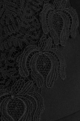 Roland Mouret Carrington Cutout Lace-paneled Stretch-crepe Gown - Black