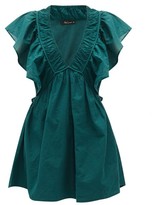 Thumbnail for your product : Mes Demoiselles Calixte Ruffled Cotton-poplin Mini Dress - Green