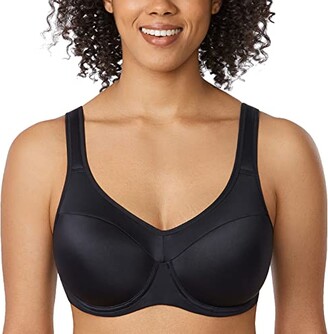 Delimira Women's Plus Size Full Coverage Lightly Lined Underwire Support Bra  Black 38G - ShopStyle