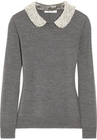 Thumbnail for your product : Milly Embellished-collar merino wool sweater