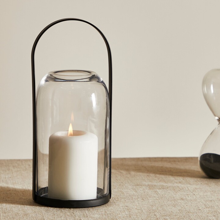 Dunelm Glass Black Hurricane with Handle Clear ShopStyle Candles