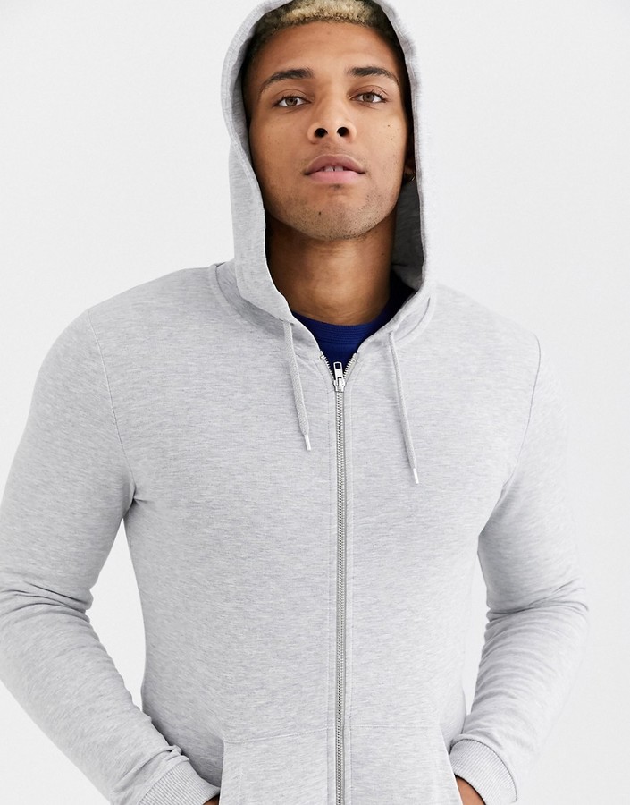 grey marl zip hoodie