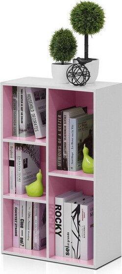 Furinno Furinno5-CubeReversibleOpenStorageOrganizerBookcaseforBedroomBathroom&PlayroomWhite/Pink