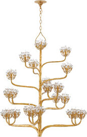 Currey & Company Agave Americana 22 - Light Candle Style Tiered Chandelier Crystal Accents