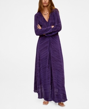 mango pleated midi dress